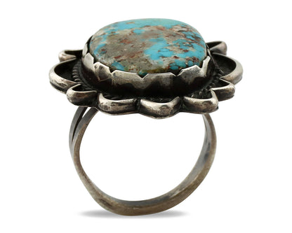 Navajo Ring 925 Silver Blue Turquoise Native American Artist C.1980's