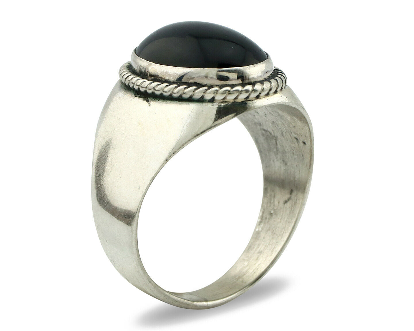 Navajo Ring .925 Silver Handmade Black Onyx Native American Artist C.80's