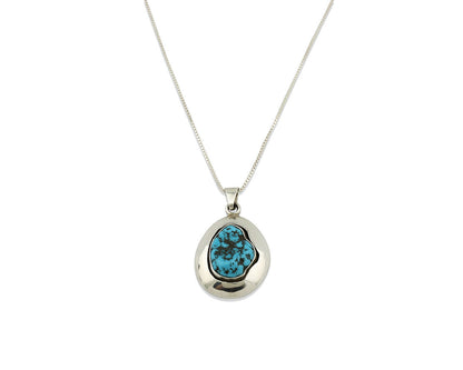 Navajo Necklace .925 Silver Sleeping Beauty Turquoise Signed C Montoya C.80's