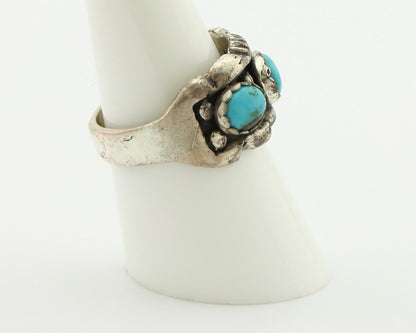 Navajo Ring .925 Silver Natural Blue Turquoise Native American Artist C.80's