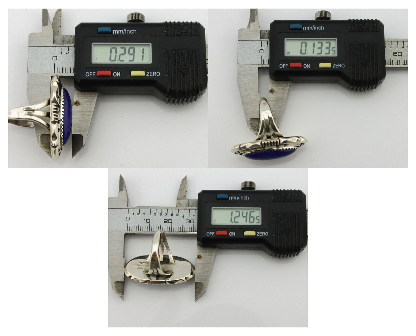 Navajo Ring 925 Silver Natural Lapis Lazuli Artist Signed William Denetdale C80s