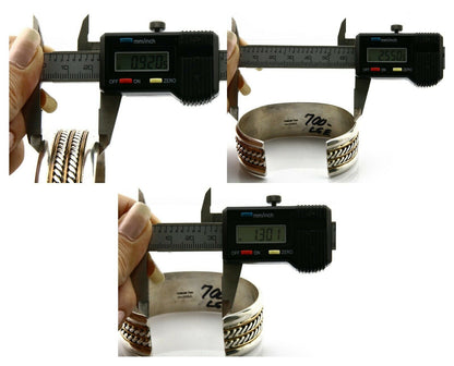 Navajo Bracelet SOLID .925 Silver & 12K Gold Filled Signed Artist TAHE C1980's