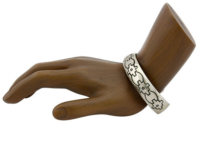 Navajo Bracelet .925 Silver Hand Stamped Artist Signed Tracy C.80's