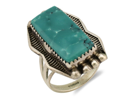 Navajo Ring .925 Silver Natural Blue Turquoise Artist Signed S C.80's