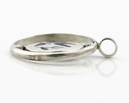 Navajo Bird Spinner Pendant .925 Siller Inlaid Gemstone Signed Baylor C.80's