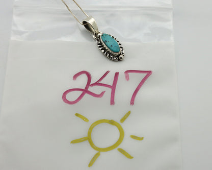 Navajo Necklace 925 Silver Kingman Turquoise Artist Signed Gecko C.80's