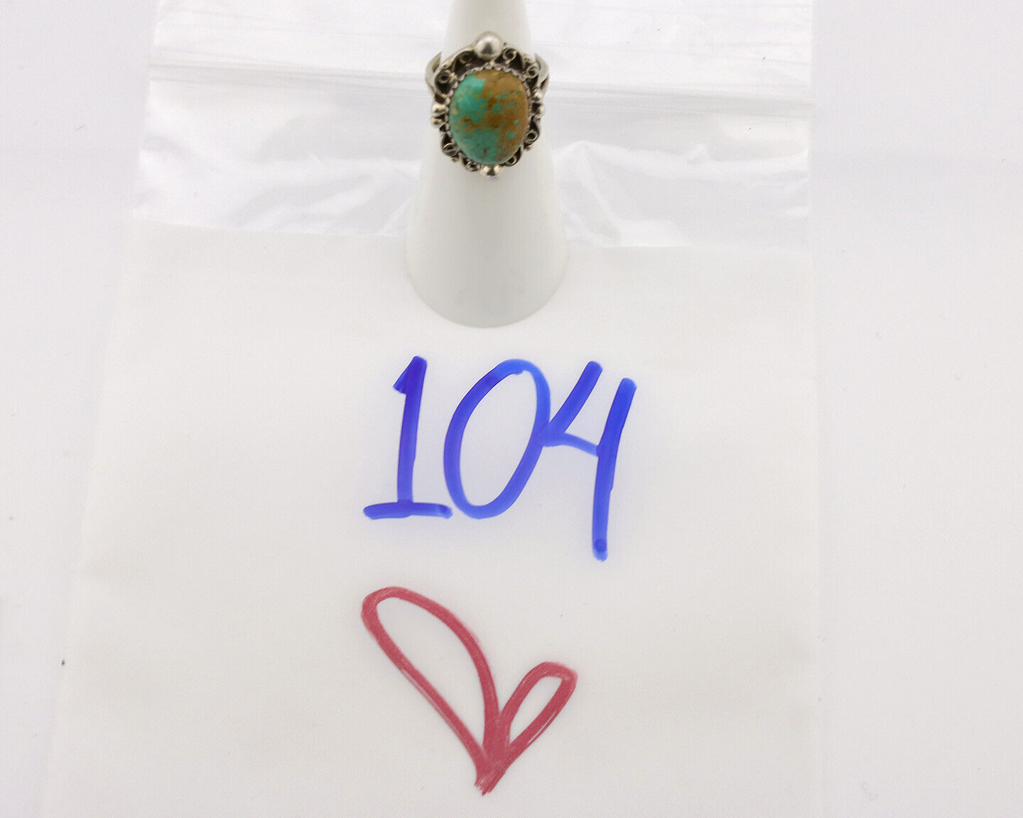 Navajo Ring .925 Silver Kingman Green Turquoise Signed Billy Eagle C.80's