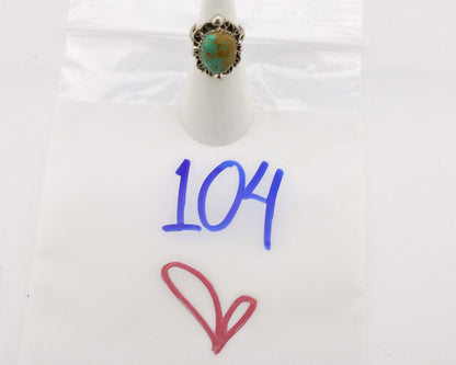 Navajo Ring .925 Silver Kingman Green Turquoise Signed Billy Eagle C.80's