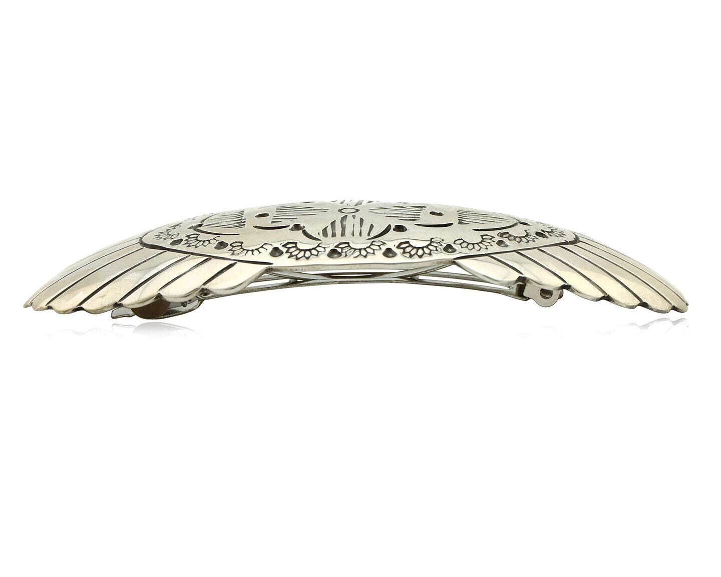 Navajo Hair Clip Barrette .925 Silver Hand Stamped Artist Signed C Montoya C80s