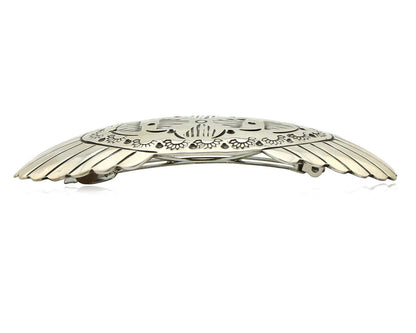 Navajo Hair Clip Barrette .925 Silver Hand Stamped Artist Signed C Montoya C80s