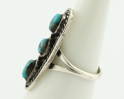Navajo Ring .925 Silver Natural Blue Turquoise Native American Artist C.80's