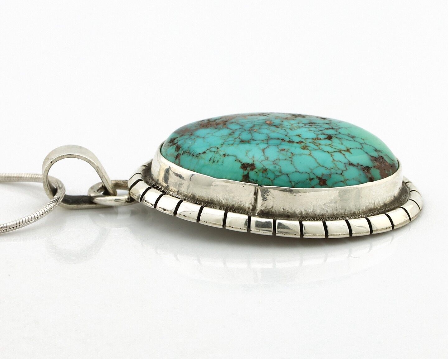 Navajo Necklace 925 Silver Epic Natural Turquoise Native American Artist C.80's