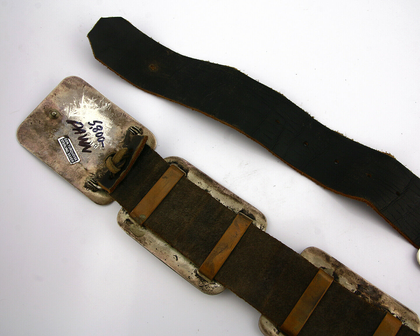 Navajo Concho Belt .925 Silver Inlaid Signed Benjamin Becenti C.80's