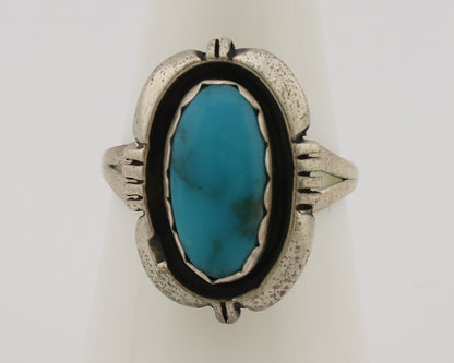 Navajo Ring .925 Silver Turquoise Native American Artist C.1980's