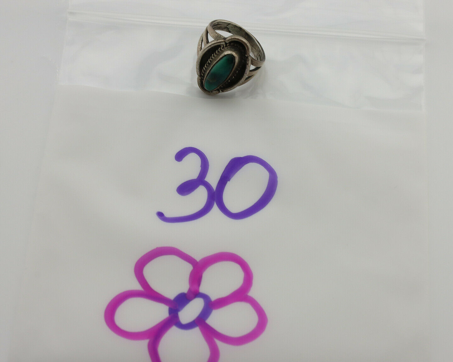 Navajo Ring .925 Silver Natural Blue Turquoise Native American Artist C.1980's