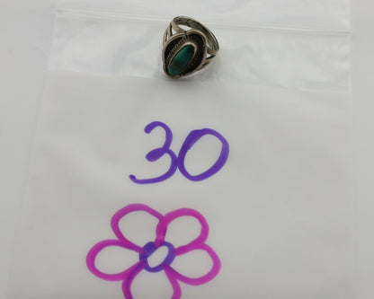 Navajo Ring .925 Silver Natural Blue Turquoise Native American Artist C.1980's