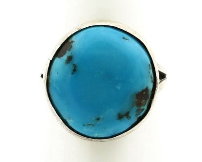 Navajo Shield Ring .925 Silver Kingman Turquoise Native American Artist C.80's