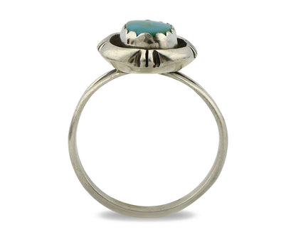 Navajo Ring .925 Silver Blue Gem Turquoise Handmade Native American Artist C80s