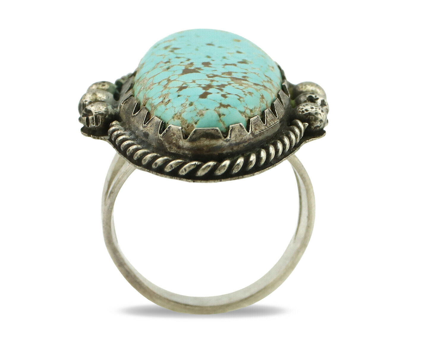 Navajo Ring .925 Silver Kingman Turquoise Native American Artist C.80's