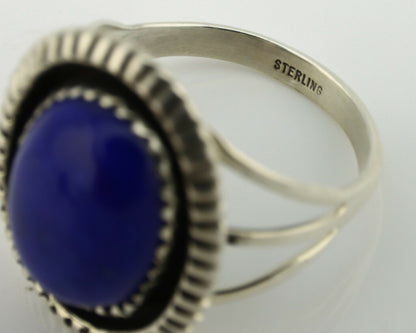 Navajo Ring .925 Silver Natural Lapis Lazuli Native American Artist C.80's