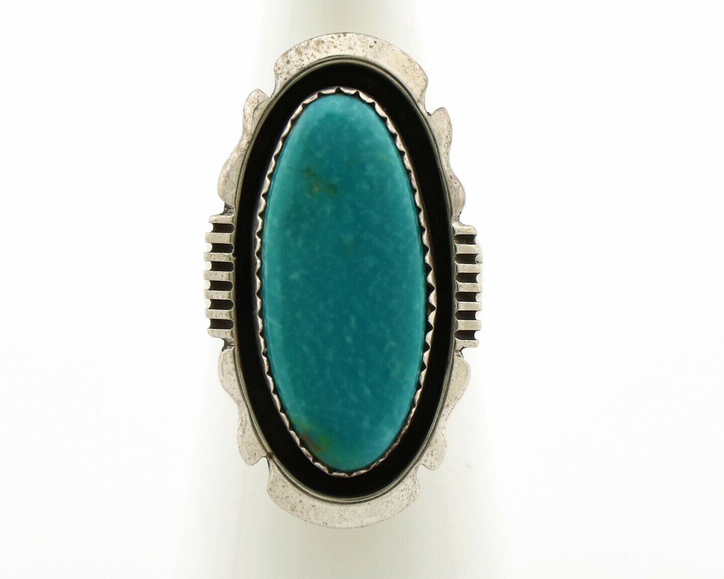 Navajo Ring .925 Silver Nevada Turquoise Native American Artist C.1980's
