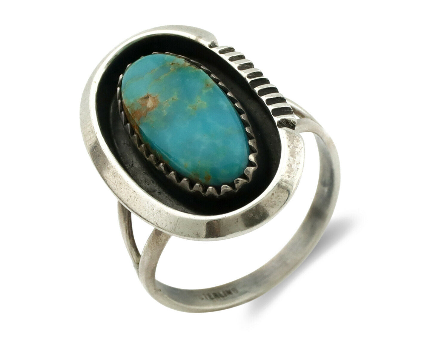 Navajo Ring .925 Silver Arizona Turquoise Native American Artist Handmade C.80's