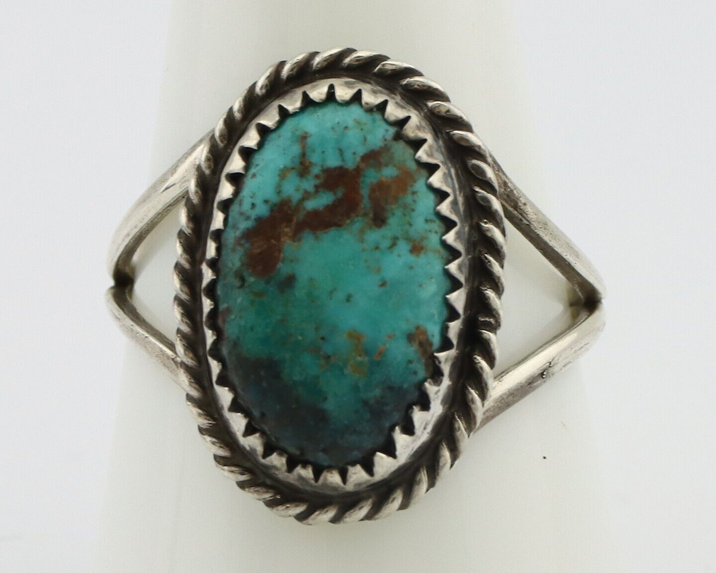 Navajo Handmade Ring 925 Silver Kingman Turquoise Artist Signed MC C.80's