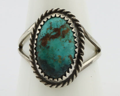 Navajo Handmade Ring 925 Silver Kingman Turquoise Artist Signed MC C.80's