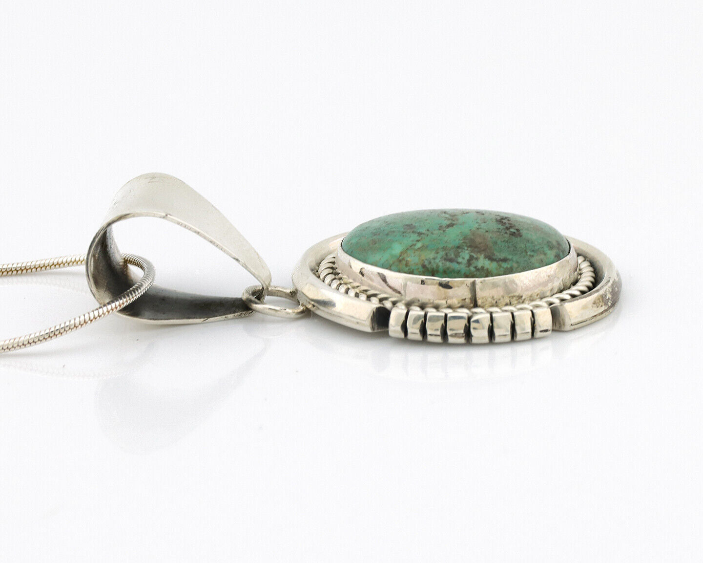 Navajo Necklace 925 Silver Natural Aqua Turquoise Native Artist C.80's