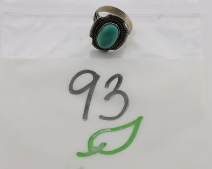 Navajo Ring .925 Silver Sleeping Beauty Turquoise Native Artist C.1980s