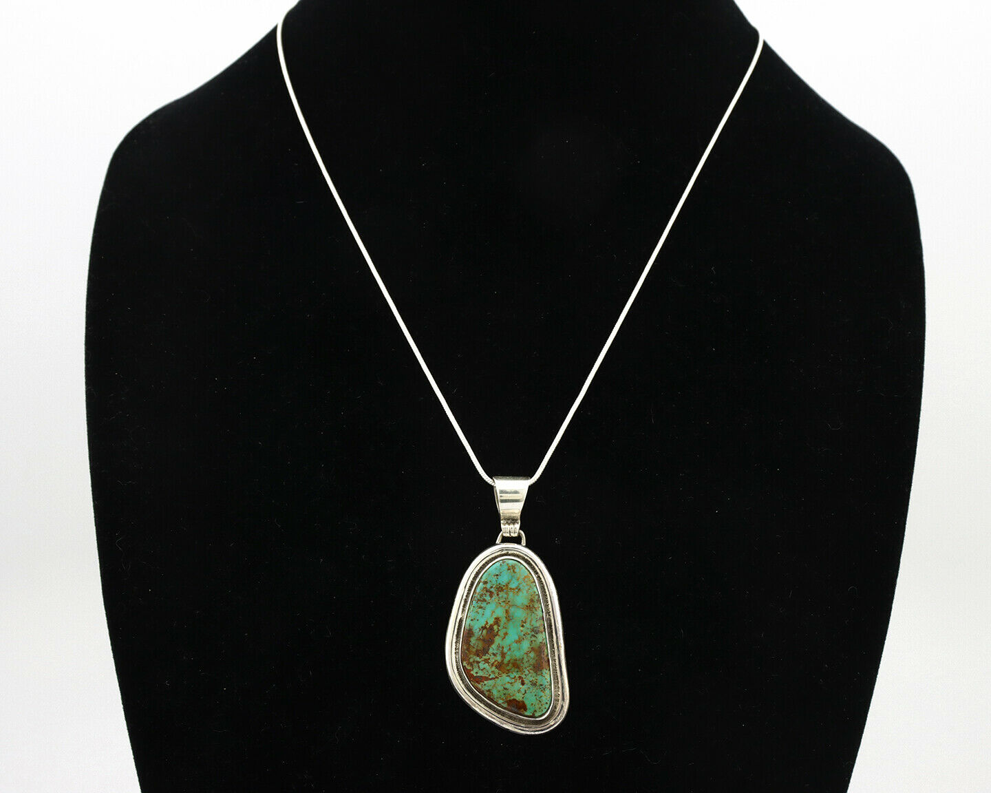 Navajo Kingman Turquoise Pendant .925 Silver Artist Signed Sunrise C.80's