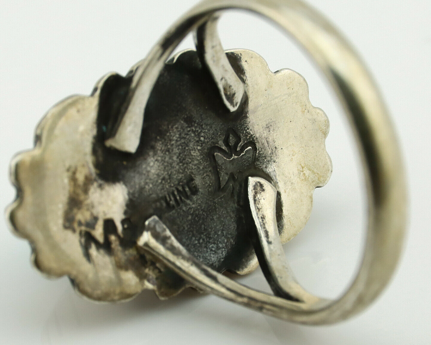 Navajo Ring .925 Silver Arizona Turquoise Signed M Montoya C.80's