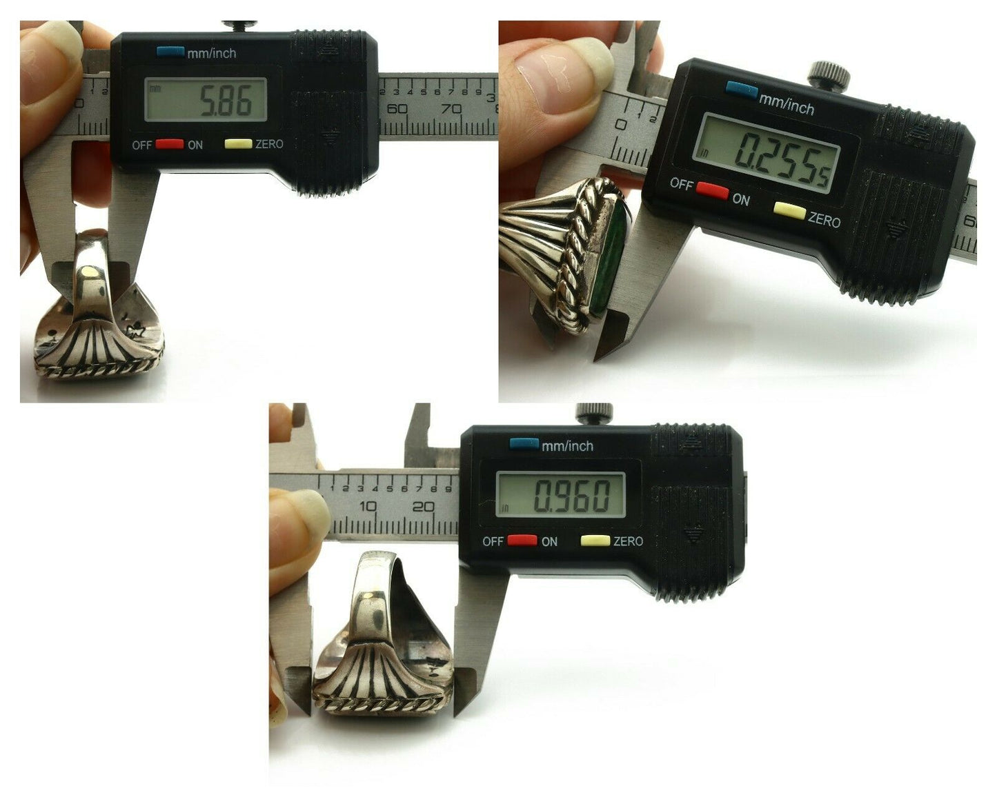 Navajo Ring .925 Silver Cripple Creek Turquoise Artist Signed Montoya C.80's