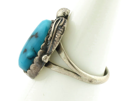 Navajo Ring .925 Silver Natural Blue Mined Southwest Turquoise Native Artist C80