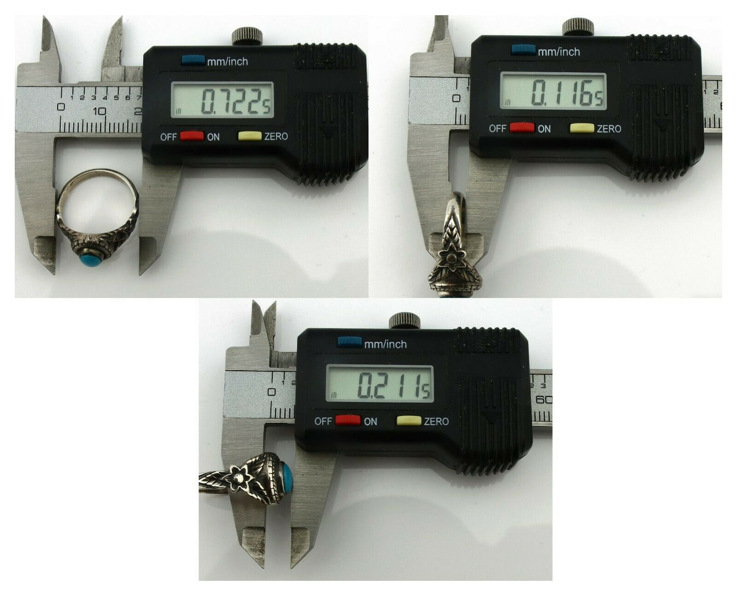 Navajo Ring .925 Silver Natural Blue Turquoise Native American Artist C.80's