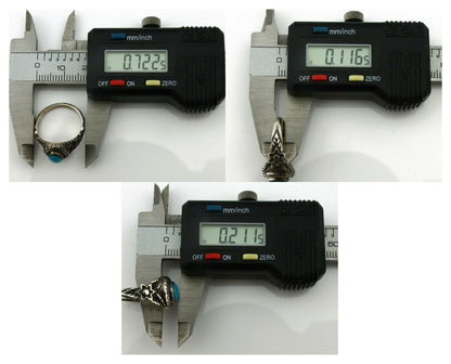 Navajo Ring .925 Silver Natural Blue Turquoise Native American Artist C.80's