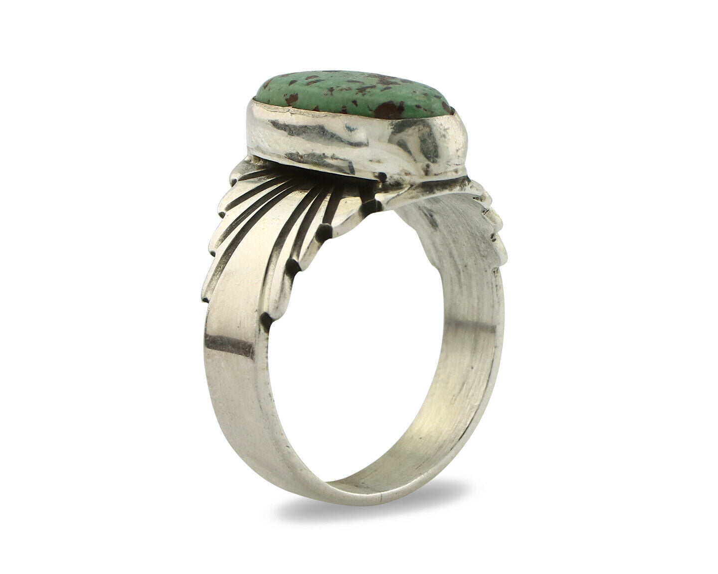 Navajo Ring .925 Silver Blue Green Arizona Turquoise Artist Signed Apache C.80's