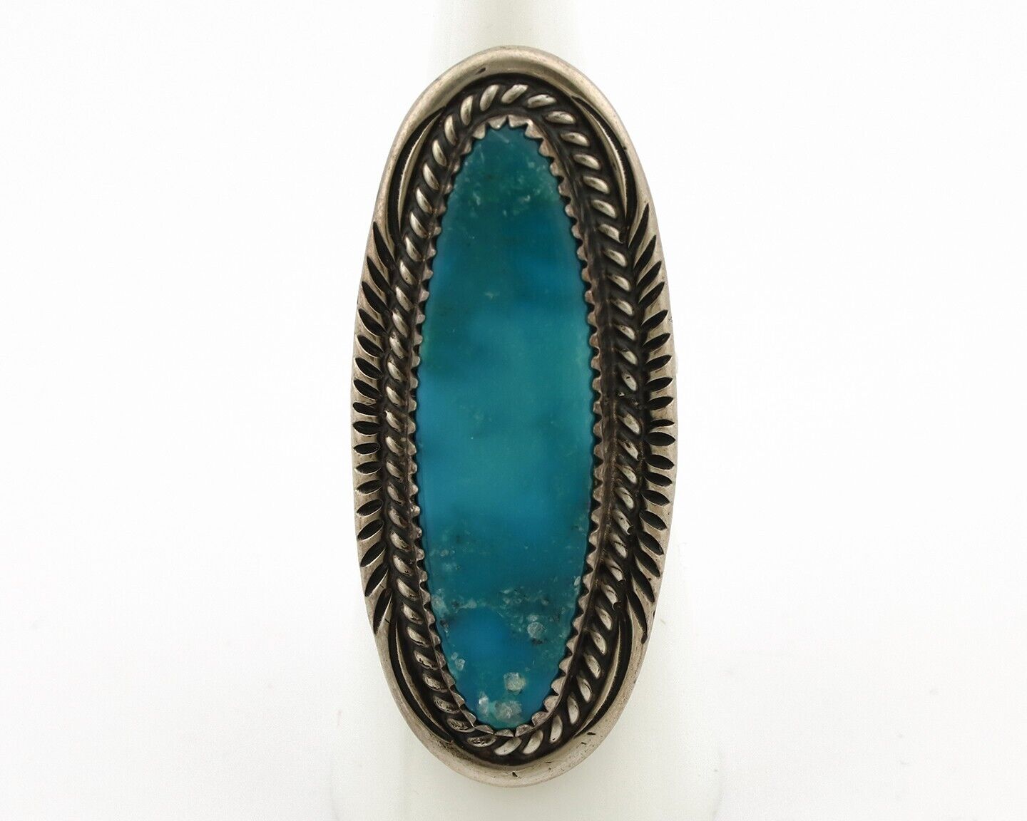 Navajo Ring 925 Silver Natural Blue Turquoise Artist Signed W Denetdale C.80's