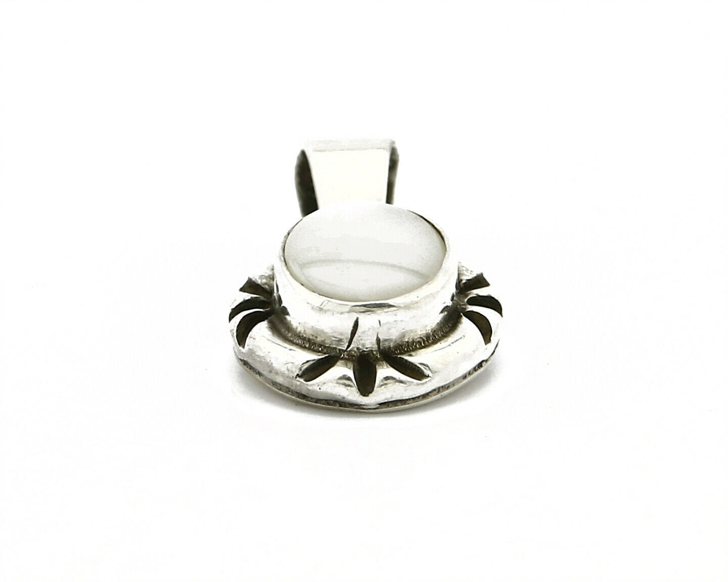 Navajo Hand Stamped Natural Mined MOP in .925 SOLID Silver Pendant