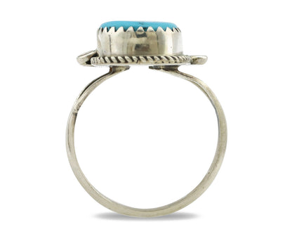 Navajo Ring 925 Silver Sleeping Beauty Turquoise Artist Signed Morris C.80's
