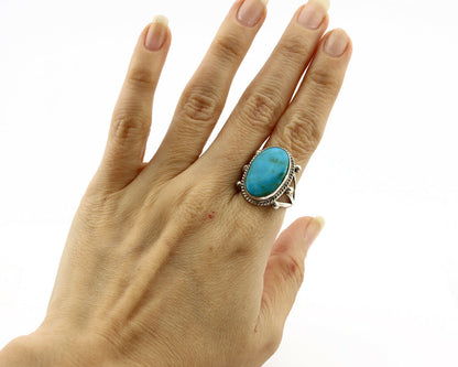 Navajo Ring .925 Silver Blue Southwest Turquoise Native American Artist C80s