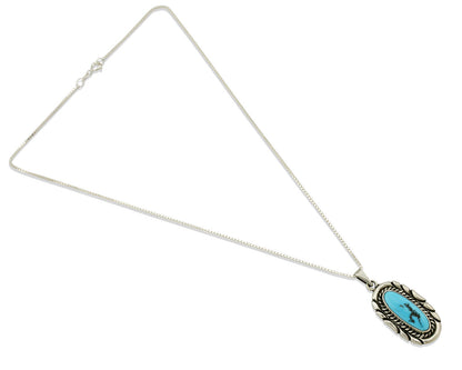 Navajo Necklace .925 Silver Sleeping Beauty Turquoise Signed M Montoya C.80's