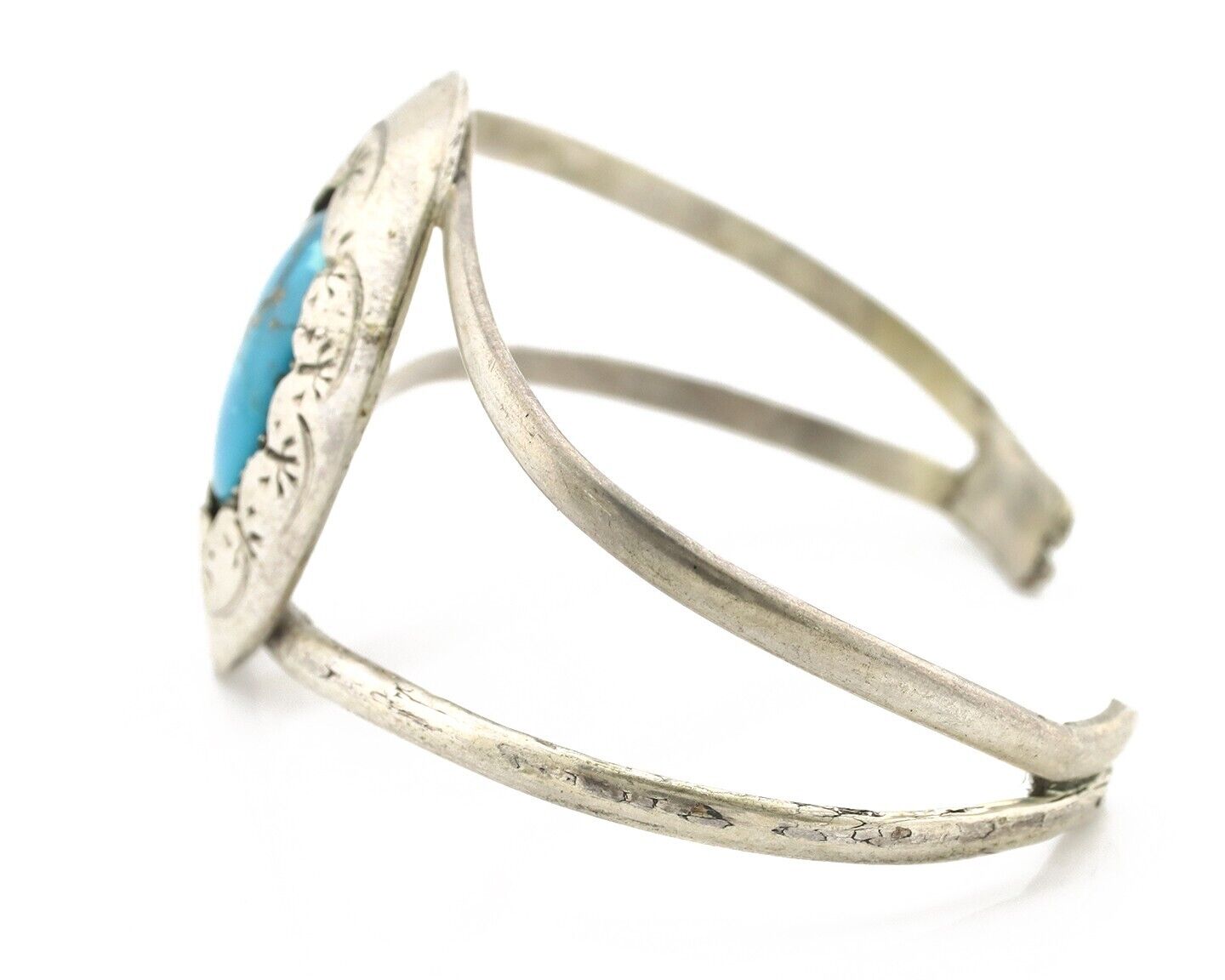 Navajo Cuff Bracelet 925 Silver Natural Turquoise Native American Artist C.80's