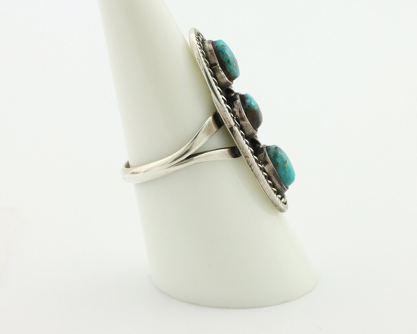 Navajo Ring .925 Silver Natural Blue Turquoise Native American Artist C.80's