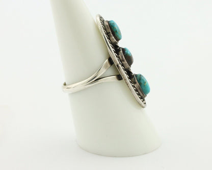 Navajo Ring .925 Silver Natural Blue Turquoise Native American Artist C.80's