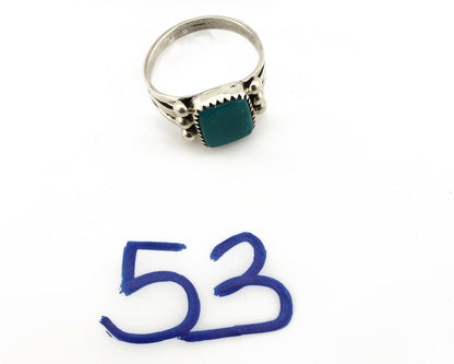 Navajo Ring .925 Silver Blue Gem Turquoise Native American Artist C80s