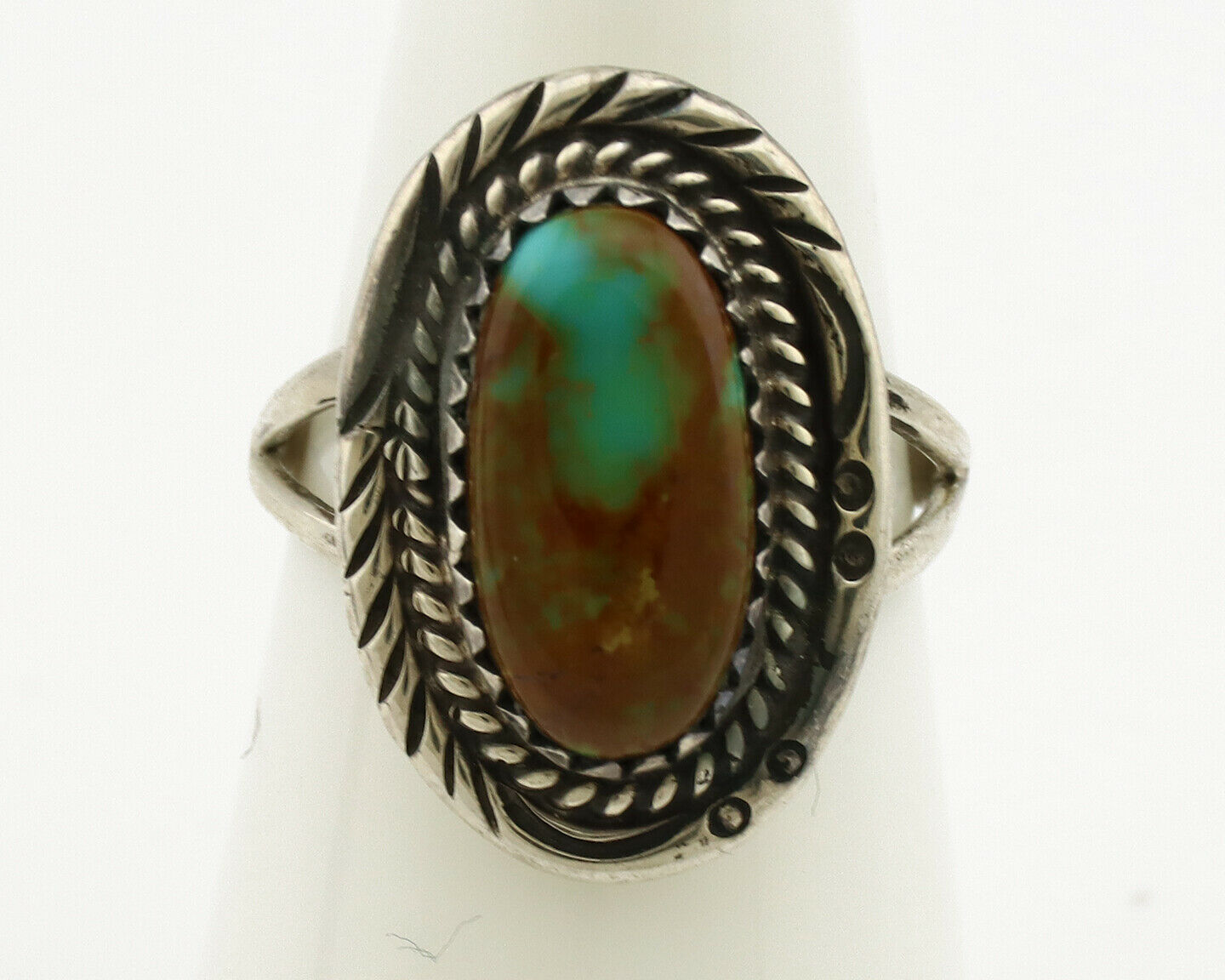 Navajo Ring .925 Silver Kingman Turquoise Native American Artist C.1980's