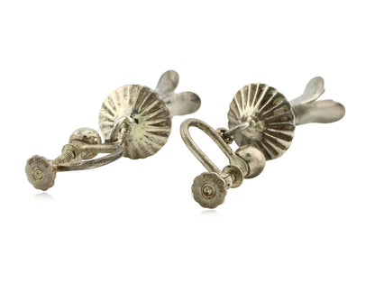 Navajo Handmade Concho Earrings .925 Silver Native American Artist C.80's