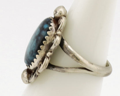 Navajo Ring .925 Silver Sleeping Beauty Turquoise Artist Signed TALHAT C.80's