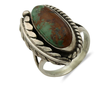 Navajo Ring .925 Silver Manassas Turquoise Signed Native Artist C.80's
